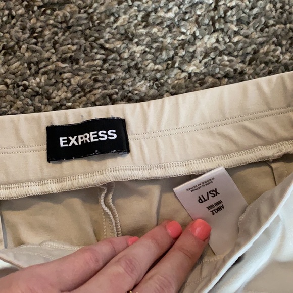 EXPRESS tan stretch high rise ankle pant - Picture 3 of 4